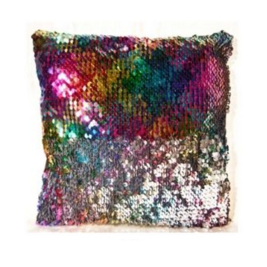 Rainbow & Silver | DIY Mini Sequin Pillow Stencil Craft Kit