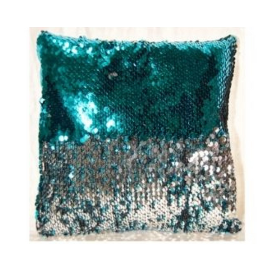 Aqua Blue & Silver | DIY Mini Sequin Pillow Stencil Craft Kit