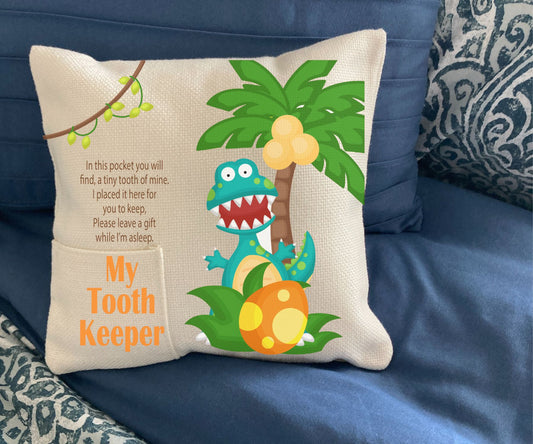 Happy Dino Tooth Fairy Pocket pillow