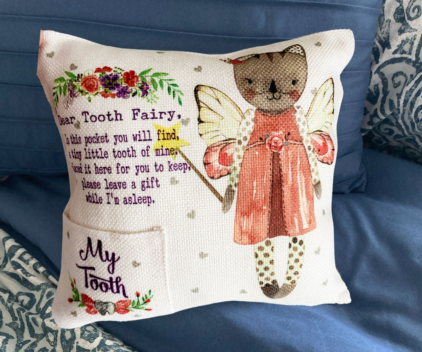 Kitten Tooth Fairy Pocket pillow