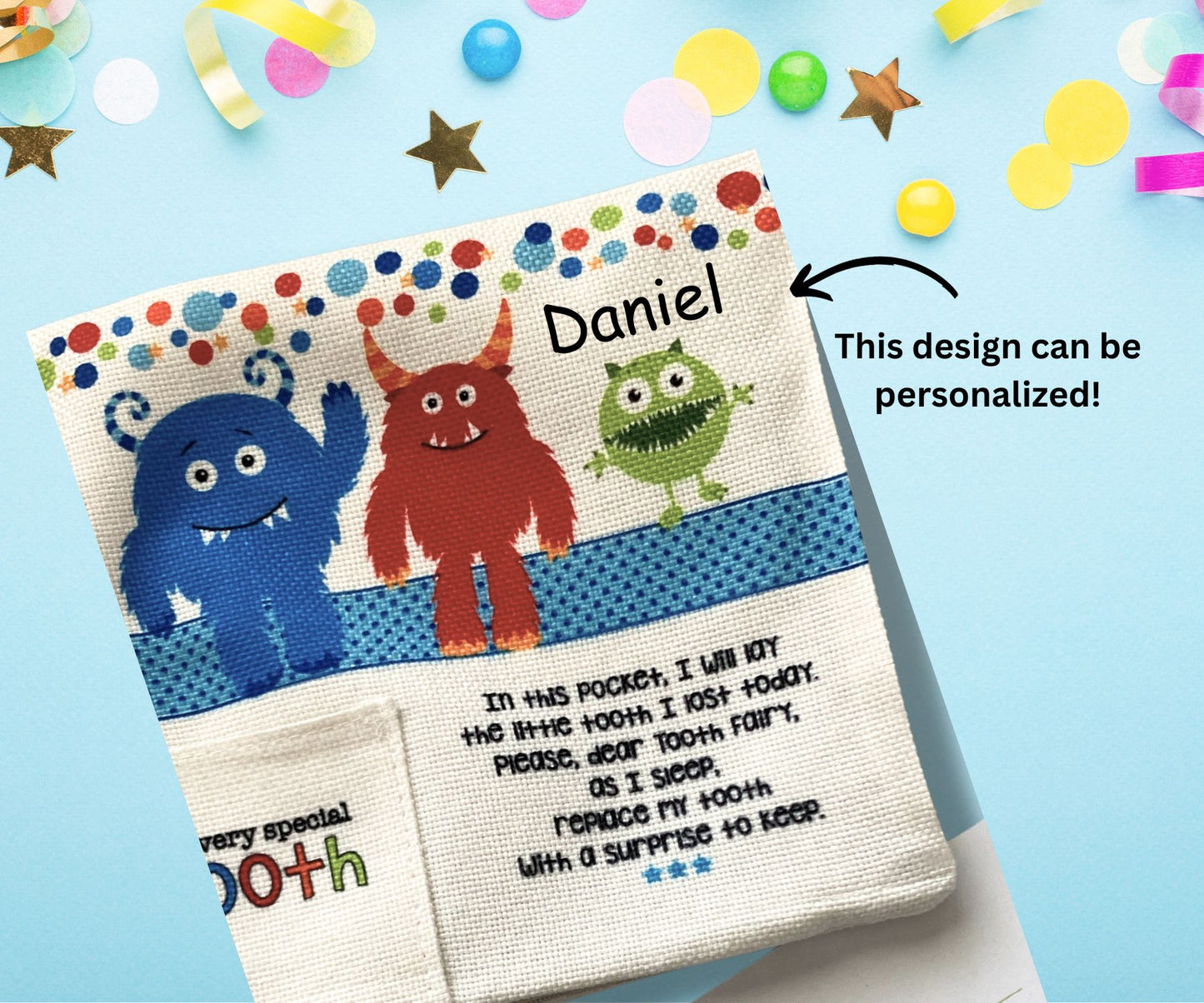 Monster Tooth Fairy Pocket pillow