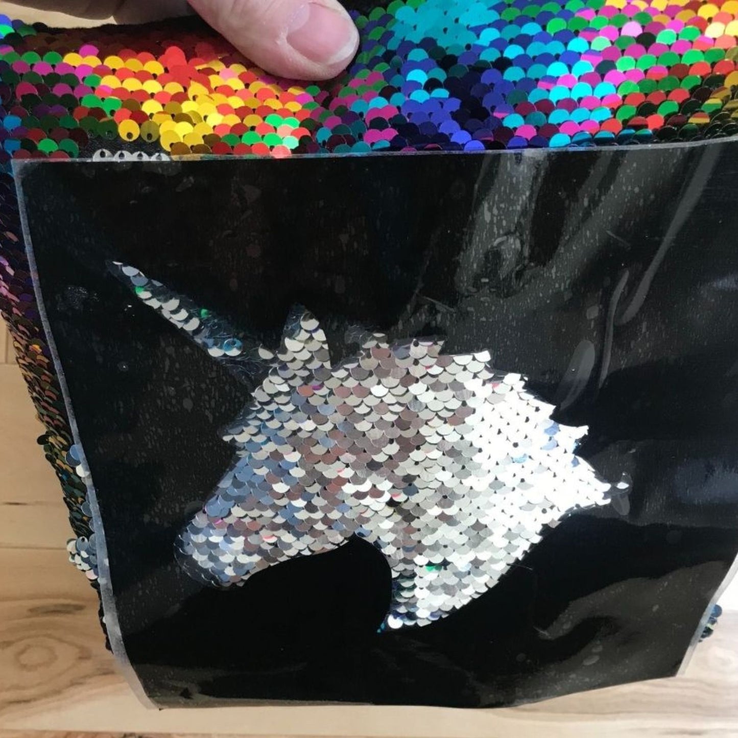 Rainbow & Silver | DIY Mini Sequin Pillow Stencil Craft Kit