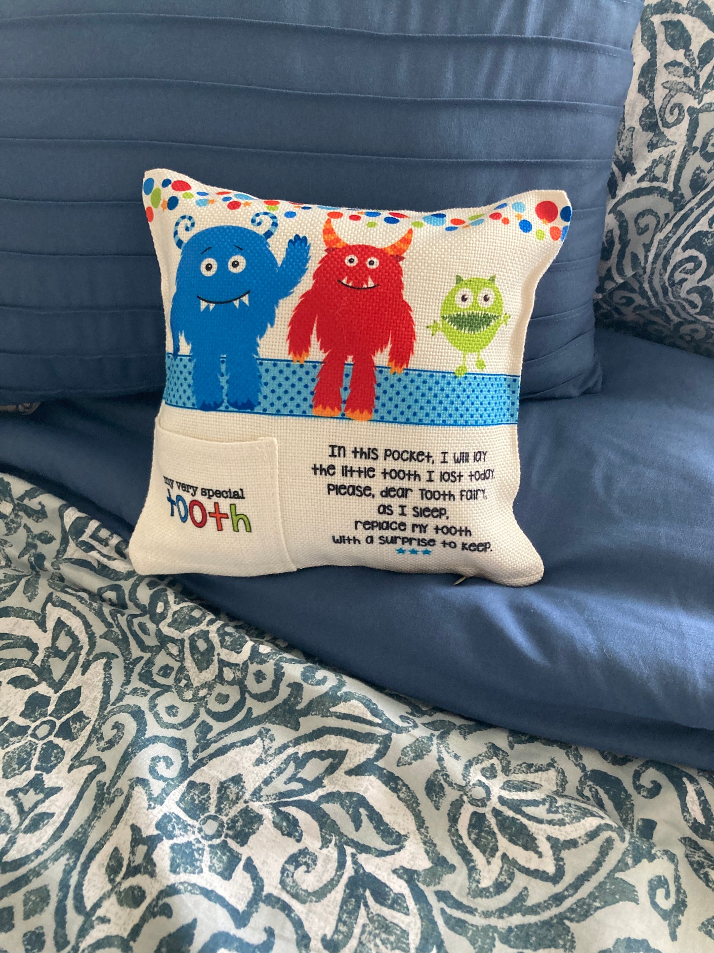 Monster Tooth Fairy Pocket pillow