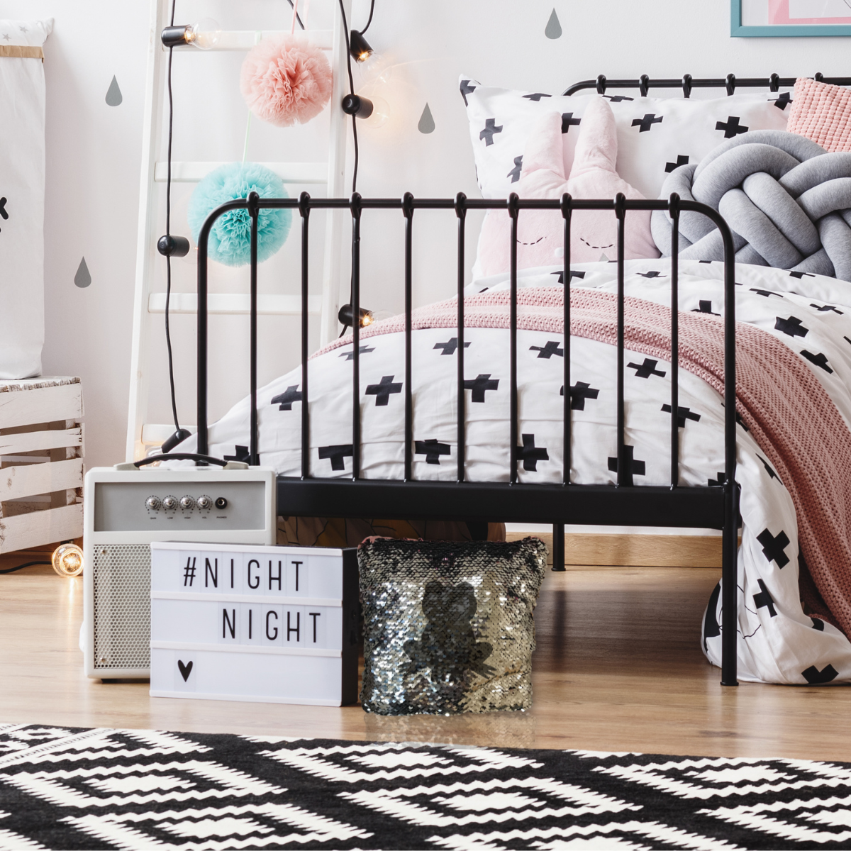 Rosy Pink & Silver | DIY Mini Sequin Pillow Stencil Craft Kit