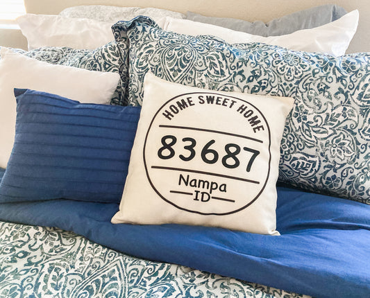 Hometown Pride Zipcode Pillow Cover