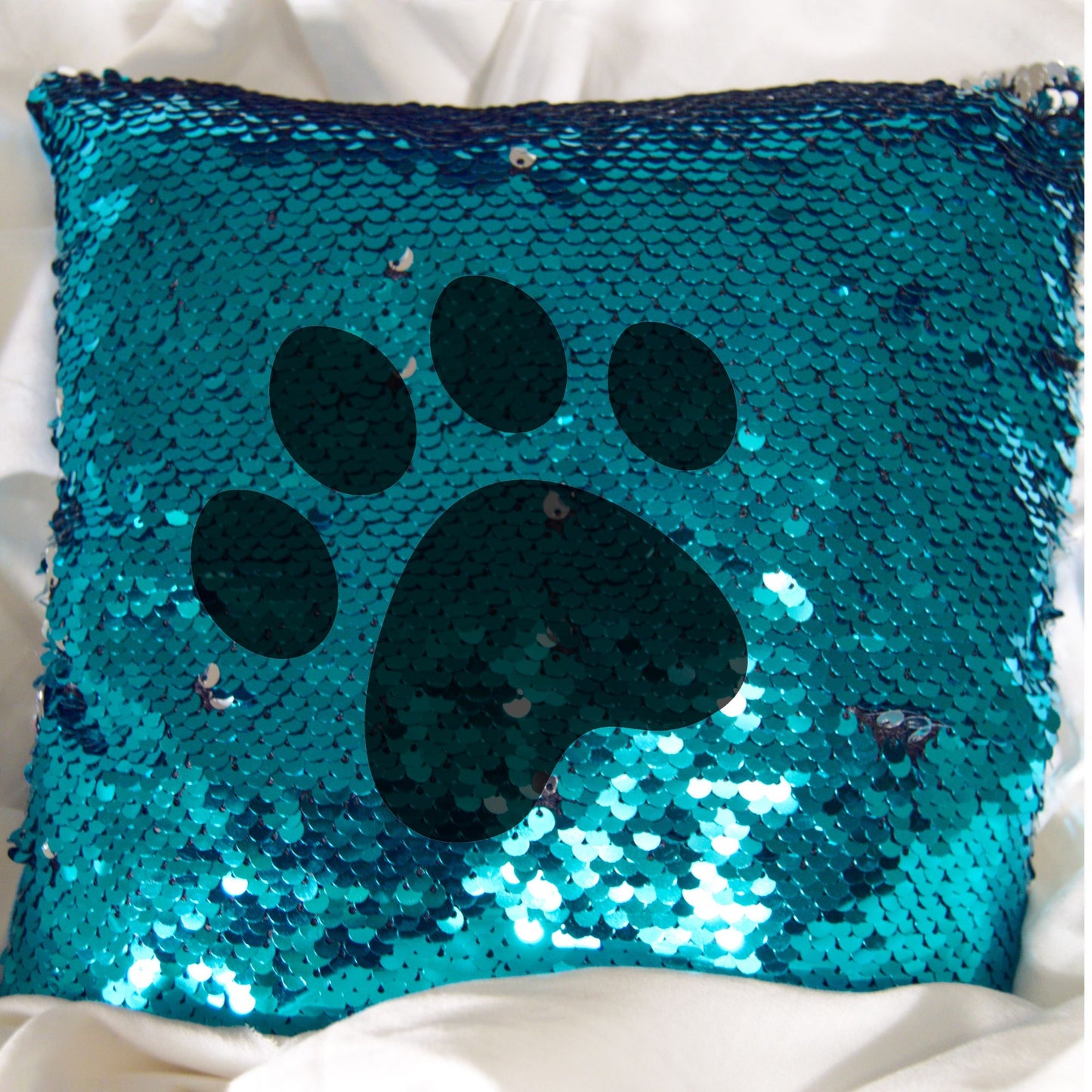 Aqua Blue & Silver | DIY Mini Sequin Pillow Stencil Craft Kit