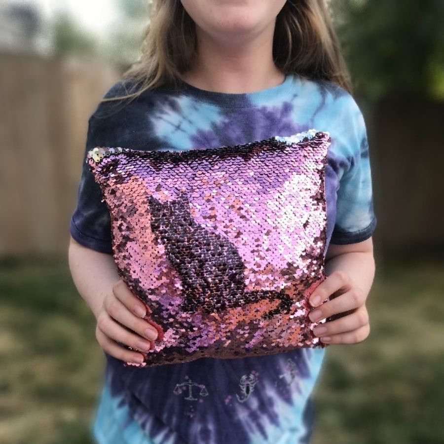 Rosy Pink & Silver | DIY Mini Sequin Pillow Stencil Craft Kit