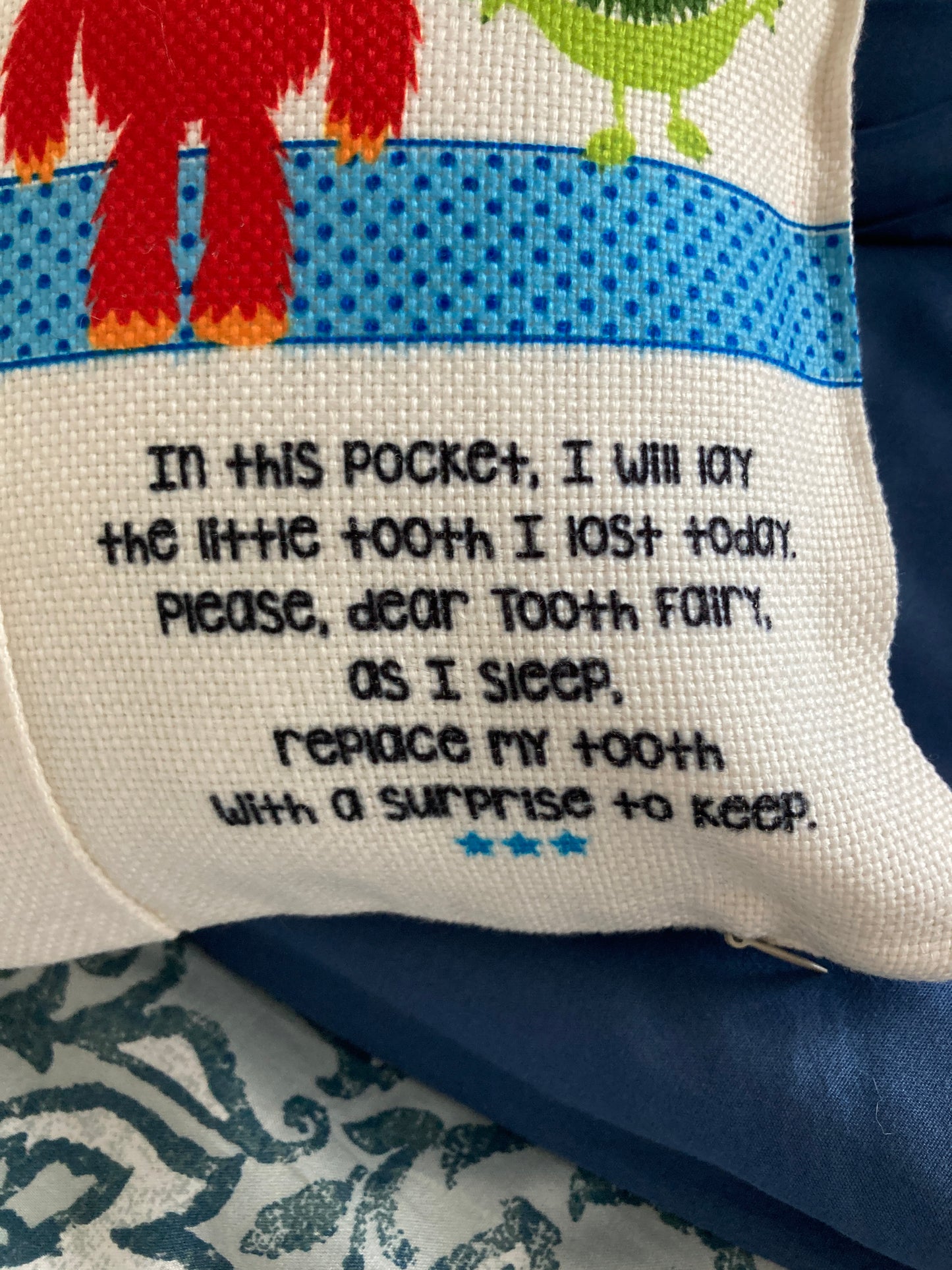 Monster Tooth Fairy Pocket pillow
