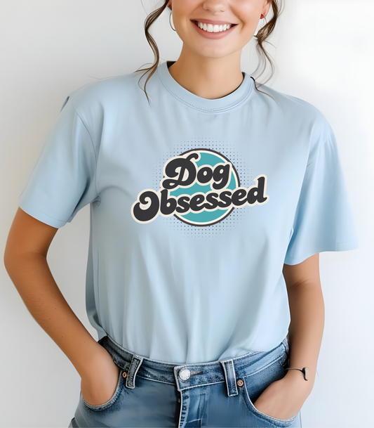 Dog Obsessed Shirt, Funny Dog Mom Tee, Retro Dog Lover Gift, Graphic Dog T-Shirt for Women