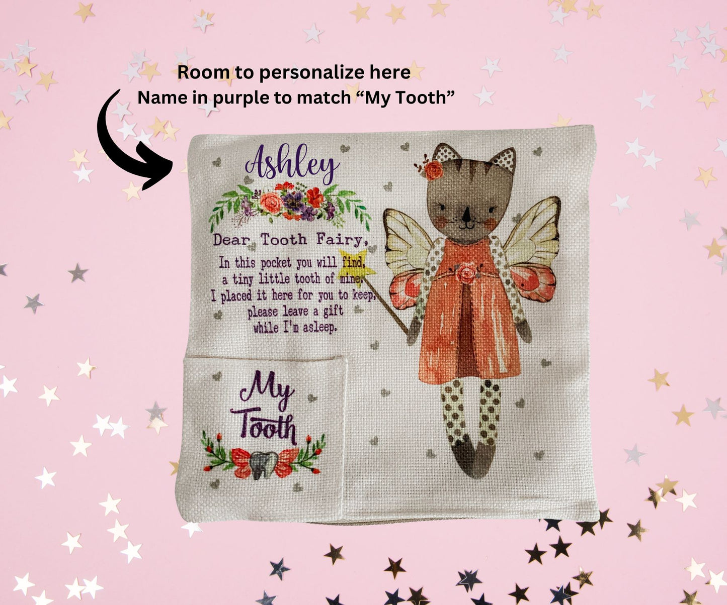 Kitten Tooth Fairy Pocket pillow