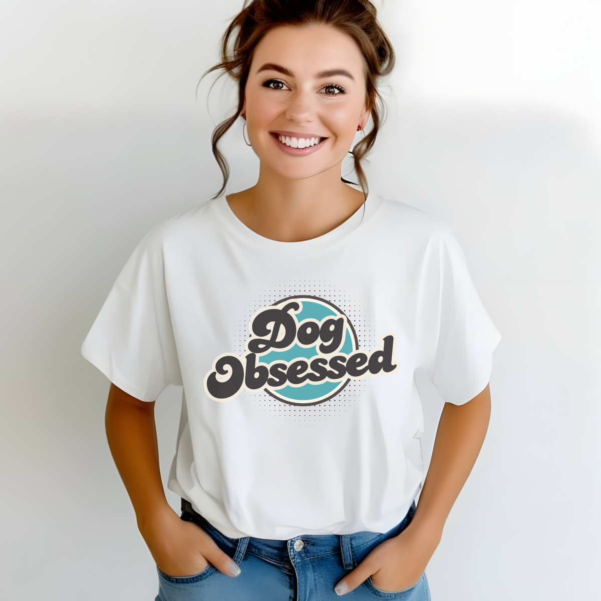 Dog Obsessed Shirt, Funny Dog Mom Tee, Retro Dog Lover Gift, Graphic Dog T-Shirt for Women