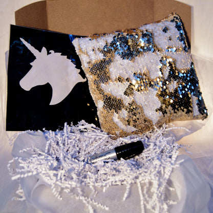 Gold & White | DIY Mini Sequin Pillow Stencil Craft Kit