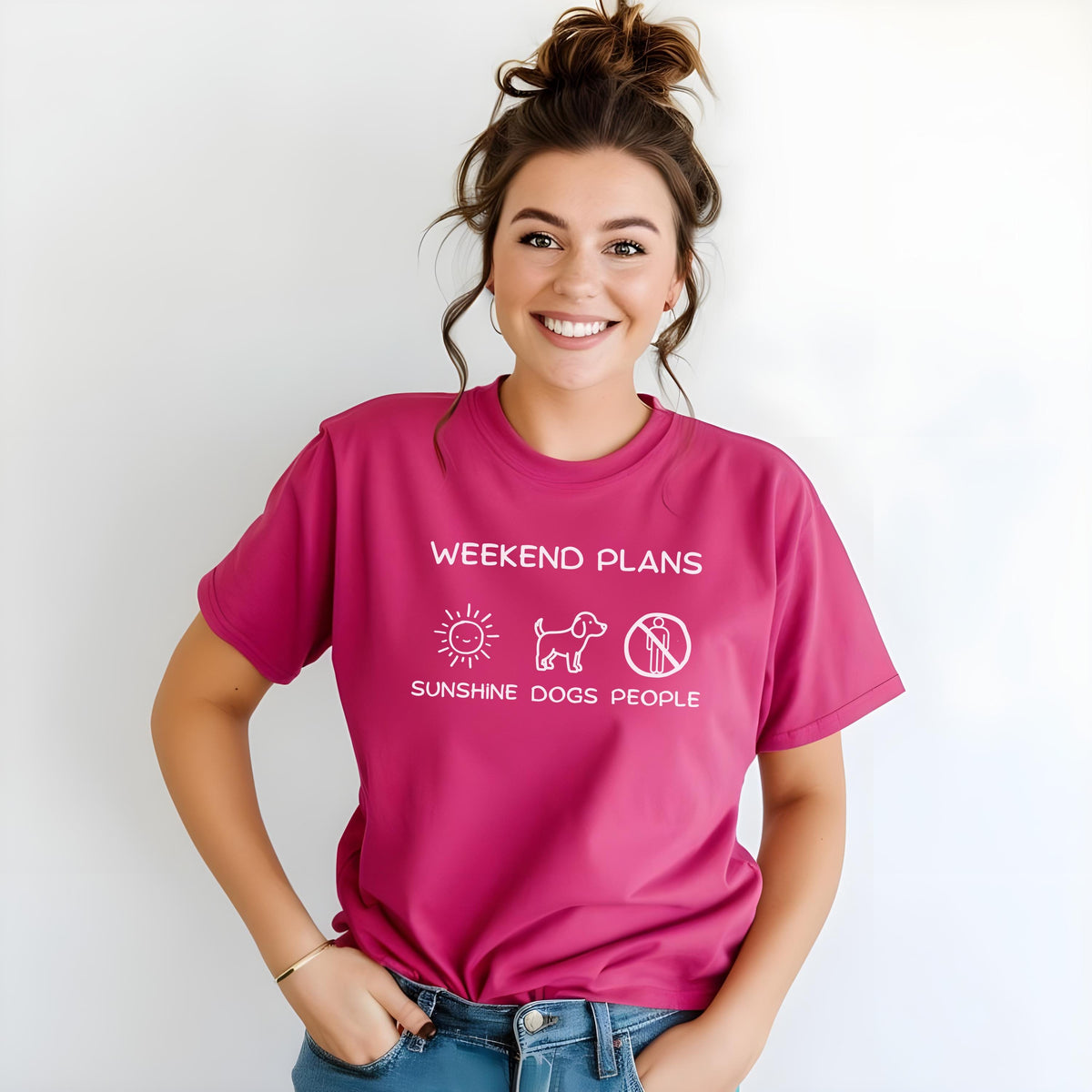 Weekend Plans Shirt, Graphic Tee, Sunshine Dogs People, Fun Unisex T-Shirt, Summer Casual Wear, Cute Gift for Dog Lovers — listing image 7